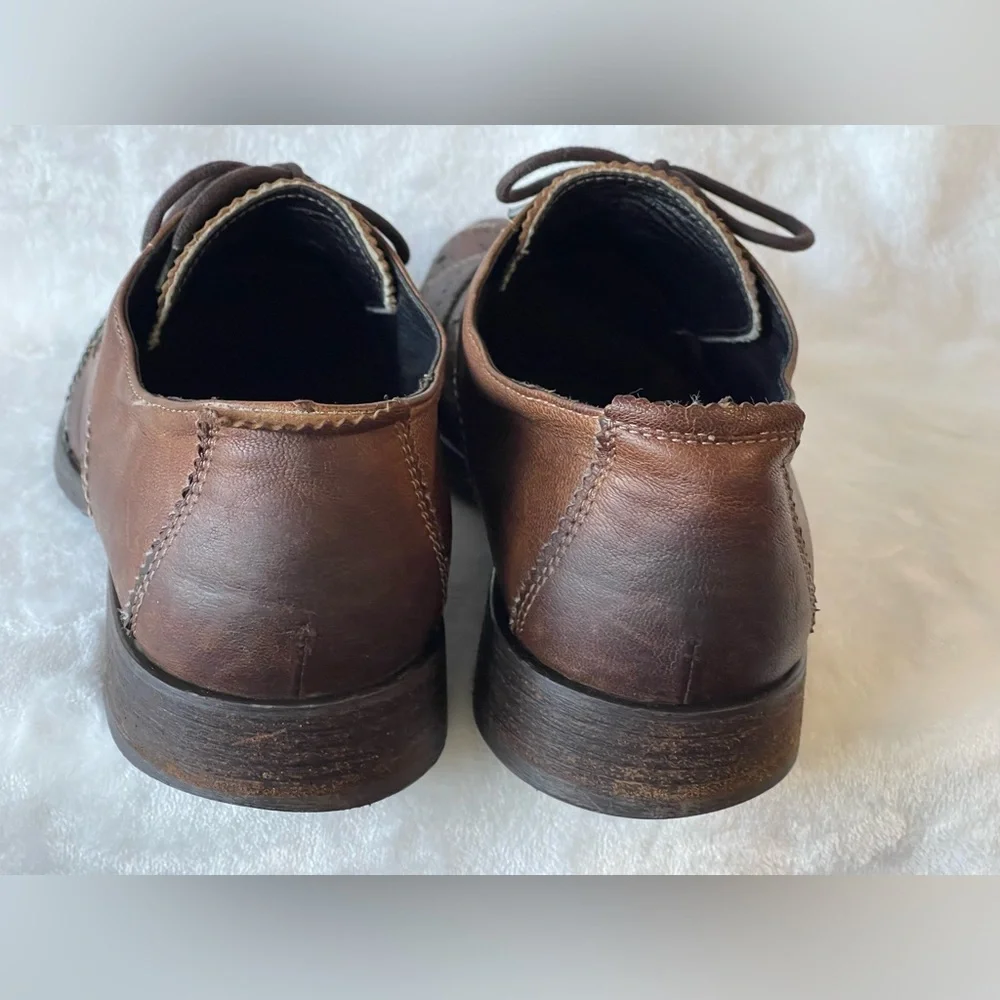 VERO CUOIO Men's 11 Brown Leather Oxfords Dress Lace Up Shoes made in Italy